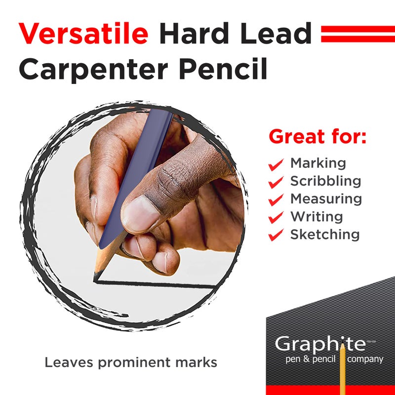 GRAPHITE Hard Lead Carpenter Pencil #2 Lumber Pencil (1) Pack of 12 PCS - Industrial Pencil Wood Flooring Marker for Wood Working Tools Marking & Concrete Marking - Blue - Image 4